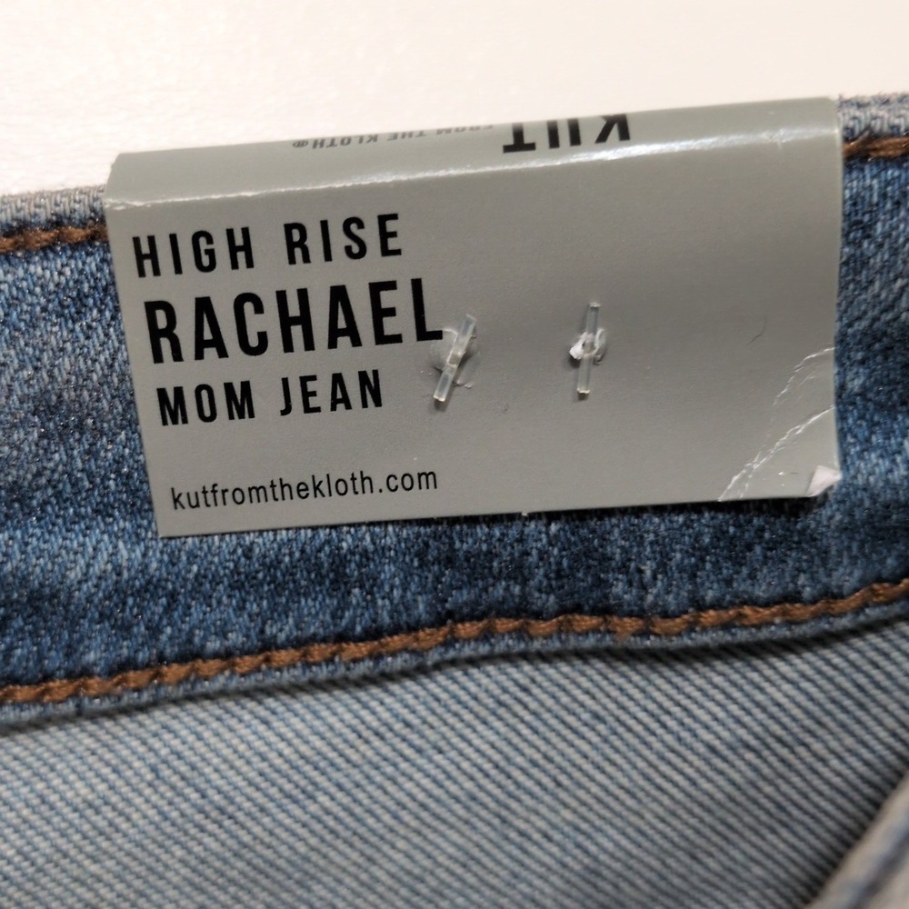 Kut from the Kloth Rachael High Rise Mom Jean Metallic Gold Foil KP1583MB7 Sz 8 - Picture 4 of 6